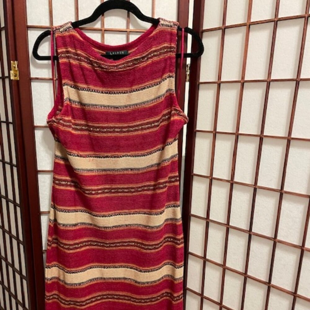 Ralph Lauren Linen & Cotton Striped Dress - Size XL (16)